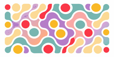 Abstract organic shapes and circles in pastel colors with a playful and modern design
