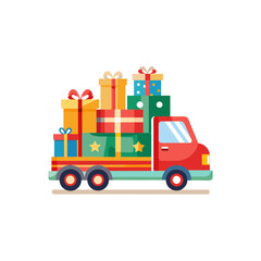 Fototapeta premium A car on christmas day carrying a big gift box