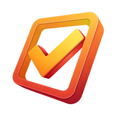 Orange and Yellow Check Mark isolated on a transparent background