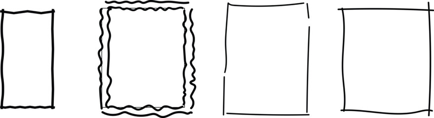 Hand drawn ink vintage frames. Stamp or letter mark frames for greeting cards, wedding, birthday party. Minimalist coquette vector borders
