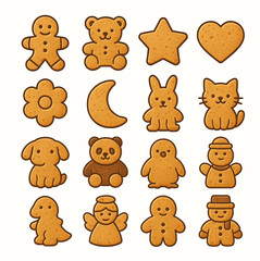 Doll-Shaped Cookie Vector Icon Set