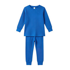 Naklejka premium Bright blue waffle knit pajama set displayed against a simple transparent background