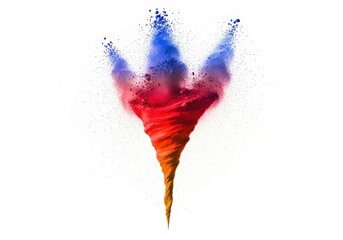 Vibrant powder explosion forming abstract colorful tornado