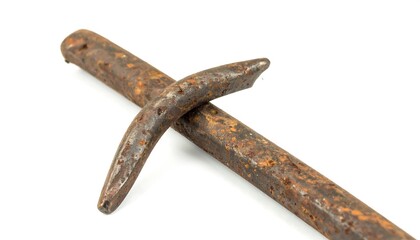 Rusty metal tool, likely a blade or weapon