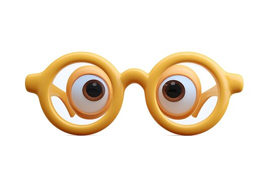 Funny cartoon glasses with googly eyes ready to be used for marketing, humor, and design projects, bright and cheerful