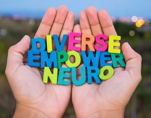 Hands holding colorful wooden letters spelling out a message