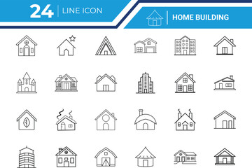 Modern Home Building Outline Icon
