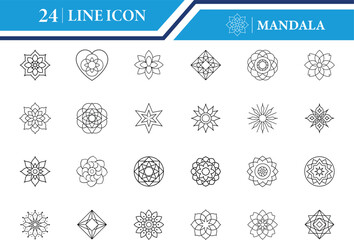 Geometric Mandala Outline Icon Vector