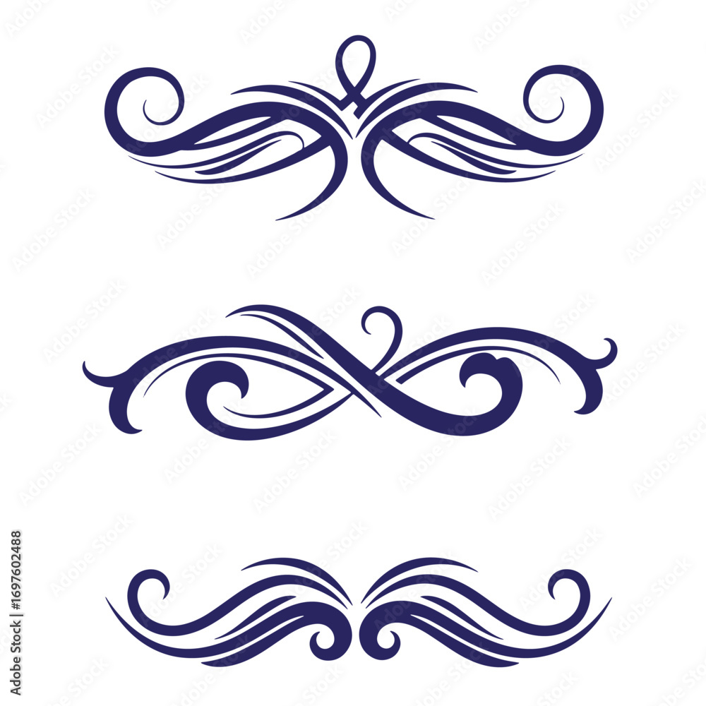 Poster elegant vector design elements composed of swirling lines for decorative graphic compositions
