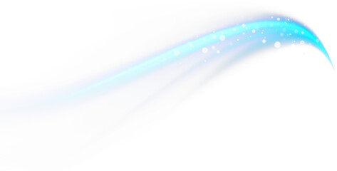 Abstract glowing ethereal blue light trail with shimmering particles isolated on white background © Dynamo Art