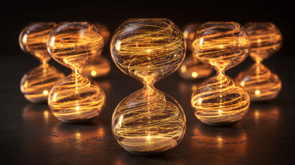 smoky vapor swirling inside hourglass bulbs instead of sand abstract temporal idea illustration concept scene visual for commercial design use high detail quality stock image illustration concept scen