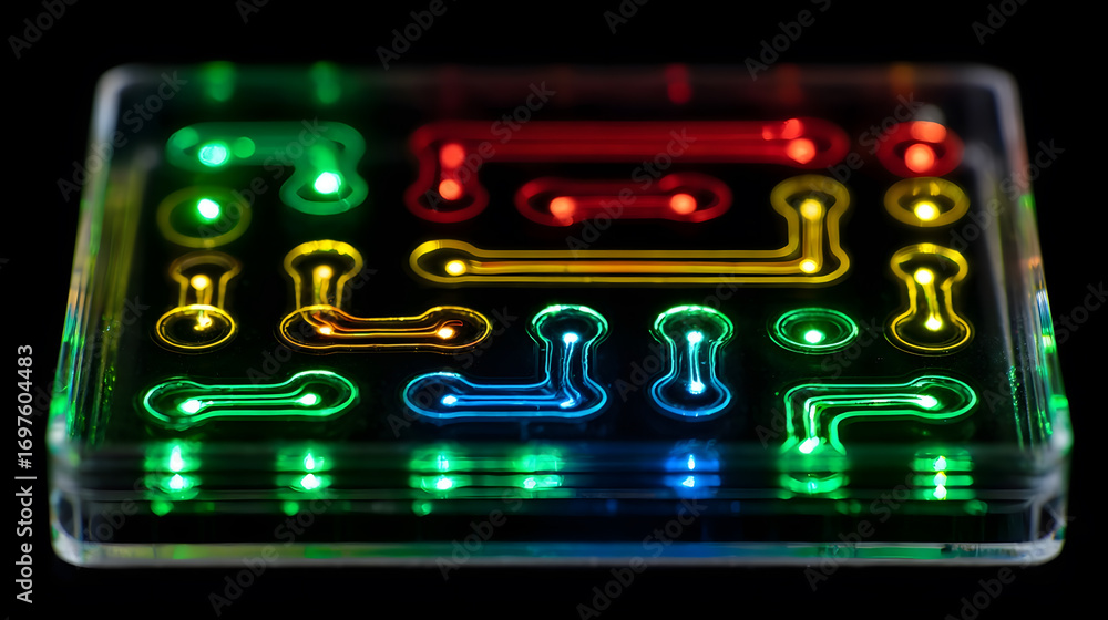 Poster illuminated circuit board with colorful led pathways