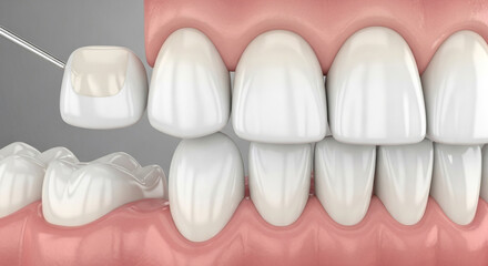 Professional dental crown placement, restoring perfect smile with modern cosmetic dentistry