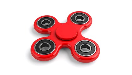 Red fidget spinner on white background