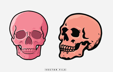 Fototapeta premium skull illustration comparing pink and peach colors side by side