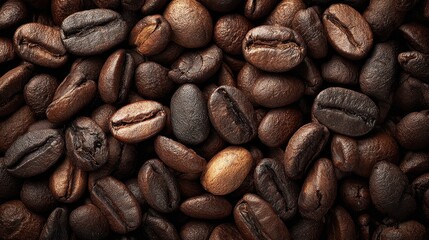 Fototapeta premium Close-Up View of a Variety of Roasted Coffee Beans on a Surface