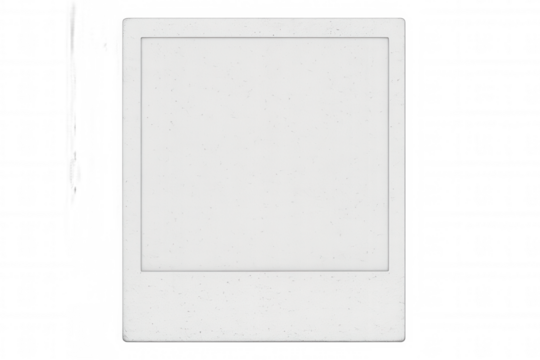 White instant photo frame with transparent background, providing space for adding pictures and designs