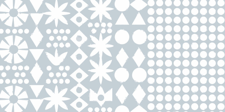 Fototapeta Abstract geometric pattern with white shapes on a light blue background in a scandinavian style