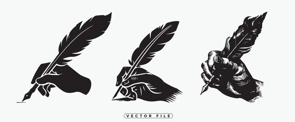 Fototapeta premium three black feathers arranged in a row