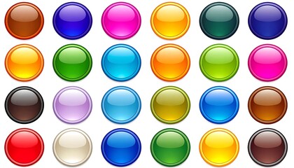 Colorful round buttons on white
