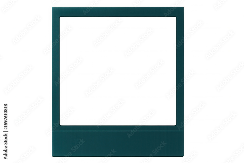 Poster teal instant photo frame with transparent background, perfect for showcasing images and adding a ret
