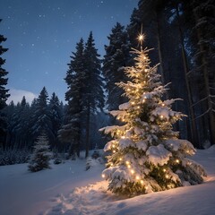 christmas tree with snow