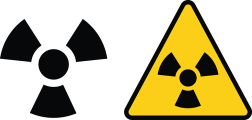 Three radiation hazard symbols showing different styles. nuclear Radiation chemical biological icon set, Toxic sign, Biohazard symbol, Vector illustration

