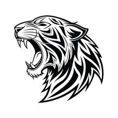 Tribal Tiger Face Pattern Illustration