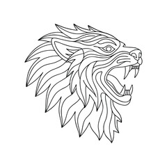 Tribal Tiger Face Pattern Illustration