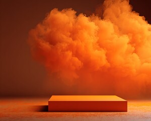 Orange Platform with Orange Smoke Background
