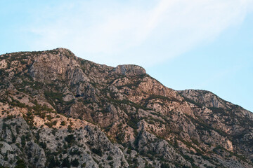 Majestic rocky mountain peaks under a clear sky