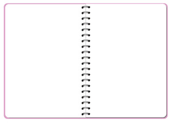 見開きリングノート（無地、ピンク色の表紙）