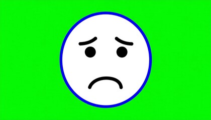 Sad emoticon on a green background