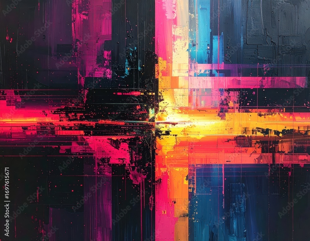 Poster abstract colorful textured background with bold lines and shapes