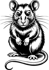 Detailed rat illustration for educational materials, mascot design, or vector art projects needing a unique animal element