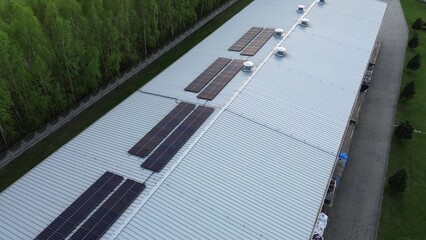 Industrial building with installed solar panels
