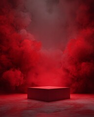 Red Smoke and Cube Display