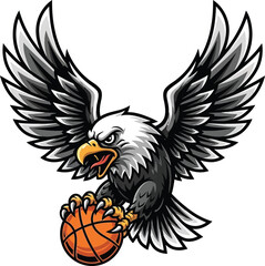 Obraz premium Fierce Eagle Mascot Dunking Basketball Vector Sports Logo Illustration