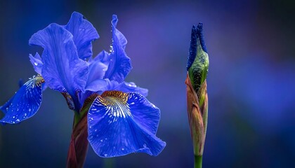 Close-up of vibrant blue iris flowers
