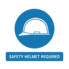 Fototapeta premium Safety sign indicating that a safety helmet is required for the area, in a blue circle.