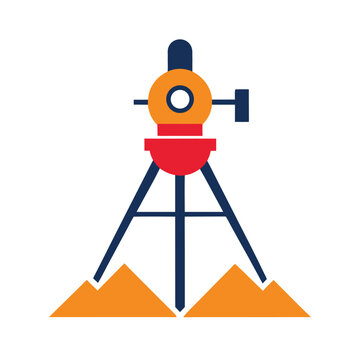 Surveying and mapping tools on a clean white background