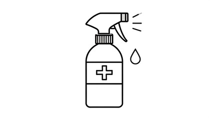 Obraz premium Simple line art of a spray bottle with antiseptic solution