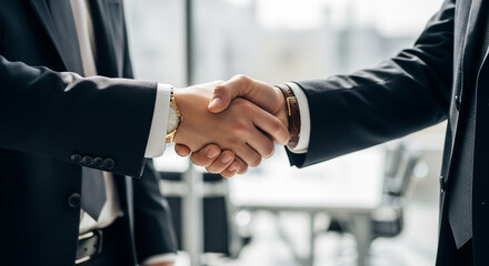Handshake between two business partners in formal suits