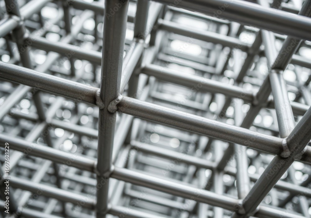 Poster modern metallic grid structure with abstract perspective
