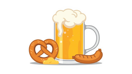 Classic Oktoberfest Food Vector &ndash; Beer, Pretzel, and Sausage Combo for German Festival Design
