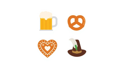 Oktoberfest Bavarian Hat Sticker with Feather &ndash; German Costume Icon Vector 
