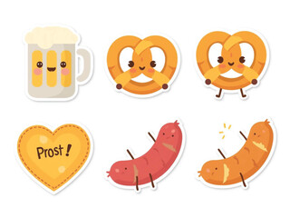 Oktoberfest Sausage with Mustard Sticker – German Food Vector for Festival Decor