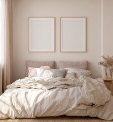Cream and Blush Bedroom Interior with Minimalist Decor and Natural Light