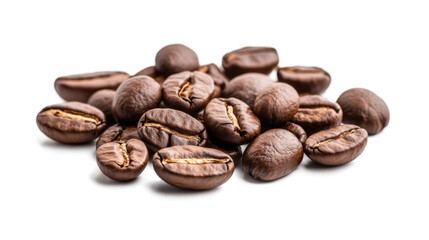 Roasted coffee beans isolated on a white background 