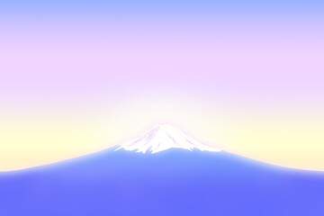 富士山と夕日又は朝日の背景イラスト
